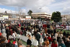 250 tambores venidos de Zaragoza participaron en la procesión del encuentro