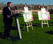 Jaime Lissavetzky, durante su intervención en el acto del pasado martes en el polideportivo de Collado Villalba 