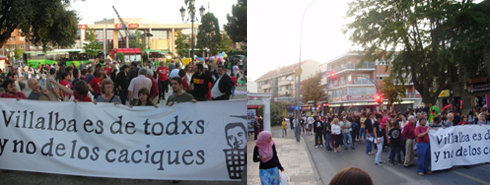 Dos imagenes de la manifestación del sábado