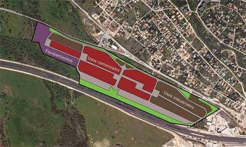 Vista aérea de la zona de desarrollo del SAU-2, entre la autopista y la M-527 
