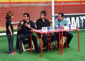 Los veteranos del Atlético de Madrid, hoy en la plaza de toros