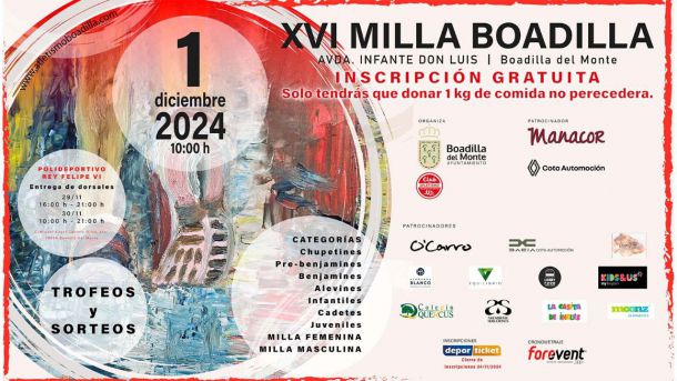 El próximo 1 de diciembre se celebrará la Milla Urbana Solidaria en Boadilla