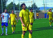 De izquierda a derecha, Ruiz, Iván Pérez, Rodri y Galán, el día del Rayo Majadahonda (Foto: A. ORTEGA)