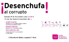 UPyD presenta mañana en Collado Villalba su campaña regional ‘Desenchufa al corrupto’ 