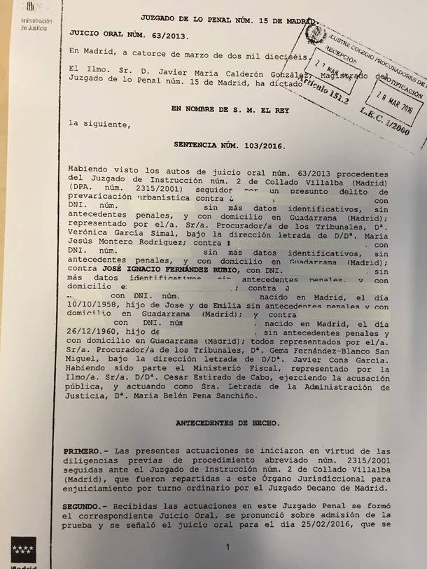 Absuelto el ex alcalde de Guadarrama de un presunto delito de prevaricación