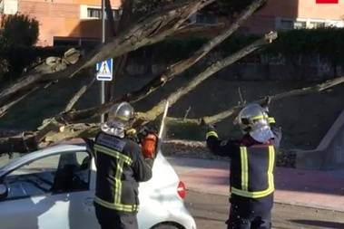 Las fuertes rachas de viento de ayer dejaron a la Comunidad de Madrid sin bomberos para atender otros siniestros