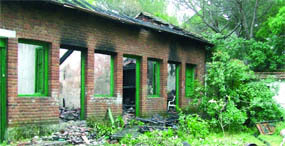 Un aparatoso incendio se registró el lunes en una vivienda situada en una parcela junto a la antigua carretera de Galapagar, en Collado Villalba.