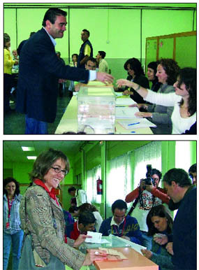 El alcalde, José Pablo González, (arriba) y la candidata de IU, Ascensión de las Eras