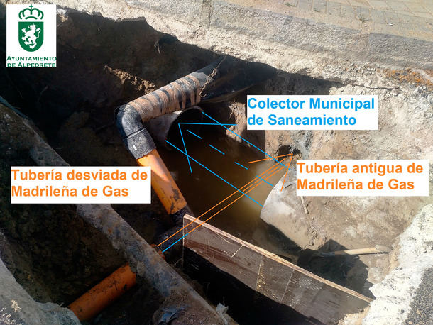 La tubería de gas que cortaba el agua en Alpedrete