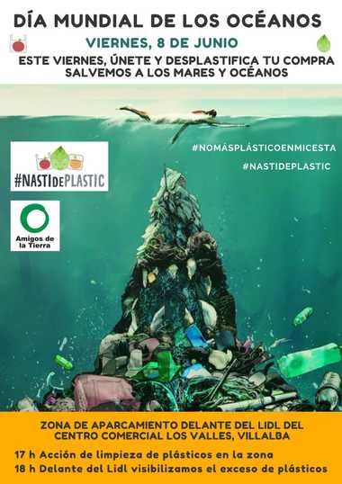 NastiDePlastic y Amigos de la Tierra realizan una acción en Villalba para reivindicar el fin de los plásticos de usar y tirar