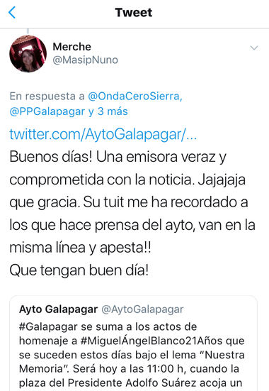 Ciudadanos (CS) Galapagar arremete contra Onda Cero Sierra a través de twitter