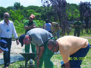 Los jóvenes trabajaron junto a un grupo de voluntarios