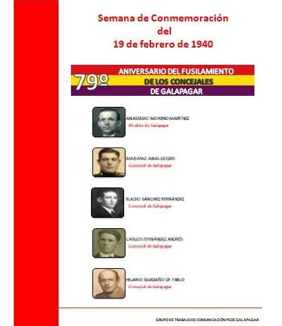 Actos de la conmemoración del 79 aniversario del fusilamiento (año 1.940) de cinco concejales de Galapagar