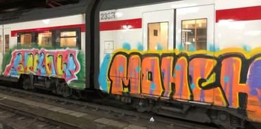 La ola de grafitis llega a los Cercanías de Madrid, donde pararon un tren entre Villalba y Galapagar