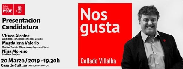  La Ministra Magdalena Valerio presentará la candidatura del PSOE de Collado Villalba al 26M.