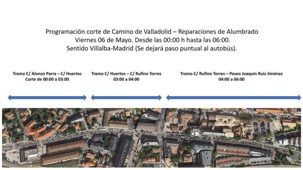 Corte de tráfico en Torrelodones en horario nocturno