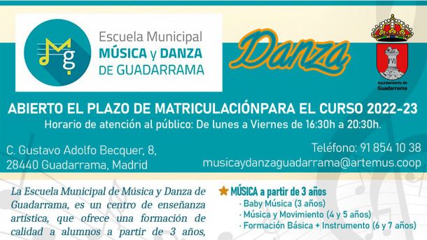 La Escuela de Música y Danza de Guadarrama mantiene abierta la oferta de clases