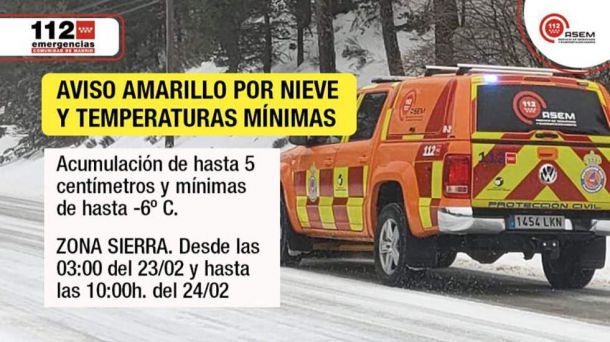 Activado el nivel amarillo por frío y nieve en la sierra