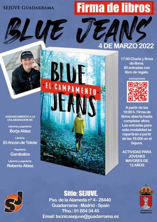 Blue Jeans conversará y firmará libros el próximo viernes 4 de marzo en Guadarrama