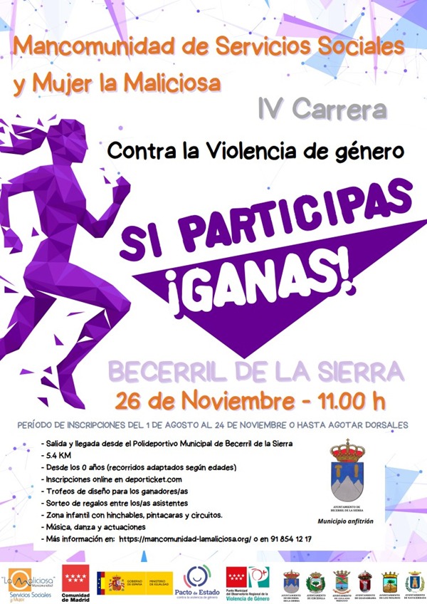 'La Maliciosa' mantiene abiertas las inscripciones para la IV carrera contra la Violencia de Género