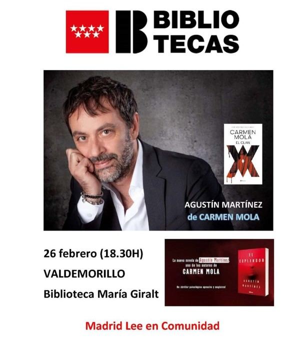 Agustín Martínez de Carmen Mola participará en un encuentro literario el 26 de febrero