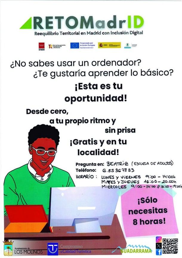 Curso gratuito de informática en Los Molinos para todos los niveles