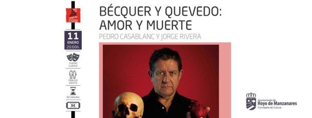 Teatro Las Cigüeñas presenta 'Bécquer y Quevedo: Amor y Muerte' el 11 de enero