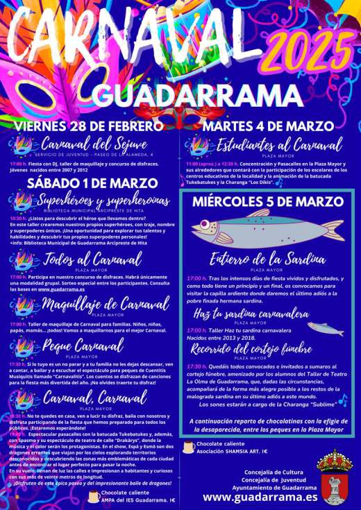 Carnaval en Guadarrama: disfraces, talleres y batucada para toda la familia