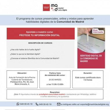 Curso sobre identidad digital se impartirá en el Polideportivo de Torrelodones