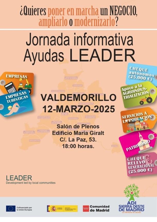 Convocan jornada sobre nuevas ayudas LEADER para emprendedores