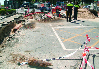 Las obras del centro se topan con un obús de la Guerra Civil